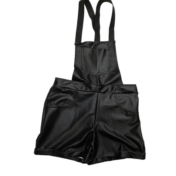WEISSMAN Short Overall Dance Costume Girls MC/SC Black Leather-Look Hip Hop Jazz - Picture 1 of 6